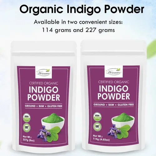Vista 6 de Polvo índigo orgánico Tinte en polvo índigo Ideal para cabello negro y oscuro USDA Organic Polvo índigo para cabello Polvo orgánico