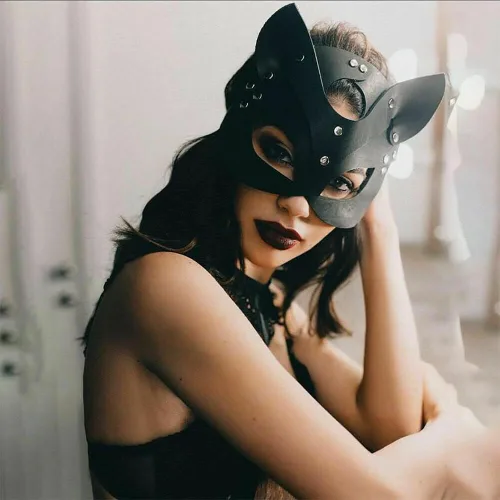 Vista 3 de Máscara de cuero para mujer, disfraz de Halloween, disfraz de cosplay