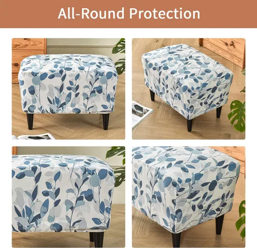 Vista 3 de Funda elástica para silla, funda otomana rectangular de almacenamiento, funda otomana para reposapiés, fundas otomanas para taburete de pie