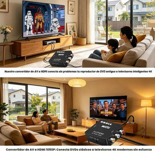 Vista 5 de RCA a HDMI AV a HDMI Convertidor 1080P Mini RCA compuesto CVBS Convertidor RCA / AV a HDMI