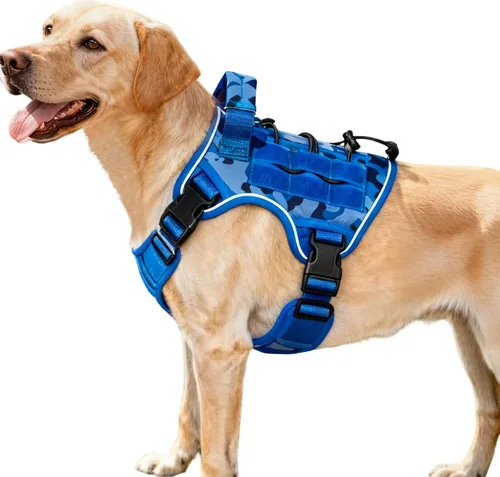 Vista 37 de Arnés táctico para perros grandes, chaleco reflectante ajustable sin tirones con sistema Molle, control de grado militar K9 para entrenamiento