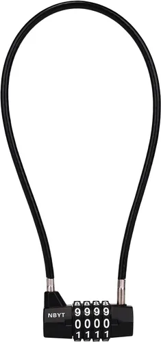 Vista 7 de Cerradura de cable combinada, cable de acero de 3/16 pulgadas, 7 pulgadas de longitud, cerradura de 4 dígitos para puertas, vallas, gabinetes