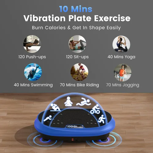 Vista 10 de HVX Vibration Plate Exercise Machine for Lymphatic Drainage, Vibrating Fitness Platform 450 lbs Capacity Full Body Shaker Workout Equipment