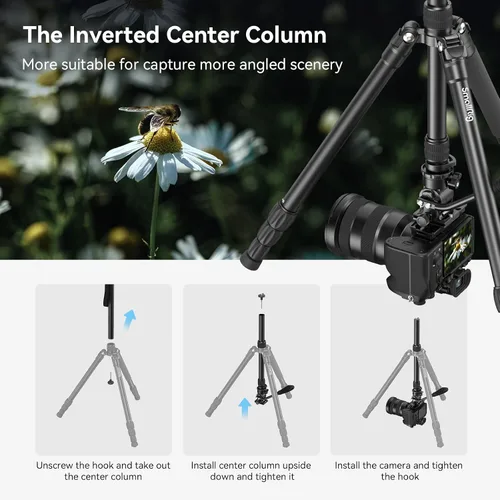 Vista 4 de SmallRig CT180 Trípode de Video, Trípode de Cámara de 72" Monopie con Cabezal Fluido, Trípode de Cámara de Aluminio, Cabezal Fluido Panorámico