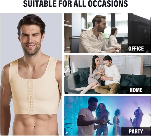 Vista 5 de Chaleco de corsé de ginecomastia para hombre, ajustable, de compresión, para ocultar los Moobs