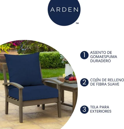 Vista 3 de Arden - Juego de cojines de asiento profundo para exteriores, espuma, 24x24, azulejos Alana