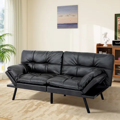 Vista 11 de MUUEGM Sofá cama futón de espuma viscoelástica, moderno sofá de oficina, cama convertible para espacios pequeños, apartamento, oficina, con respaldo