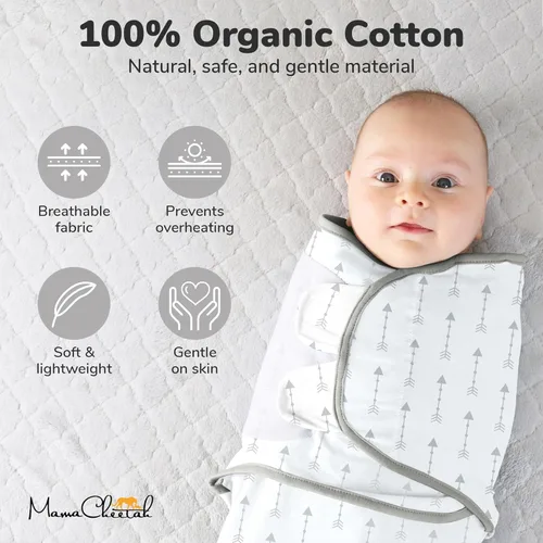 Vista 7 de Mama Cheetah Saco de envolver para bebés prematuros, saco de dormir orgánico para bebés prematuros, manta para envolver prematuros, envolturas