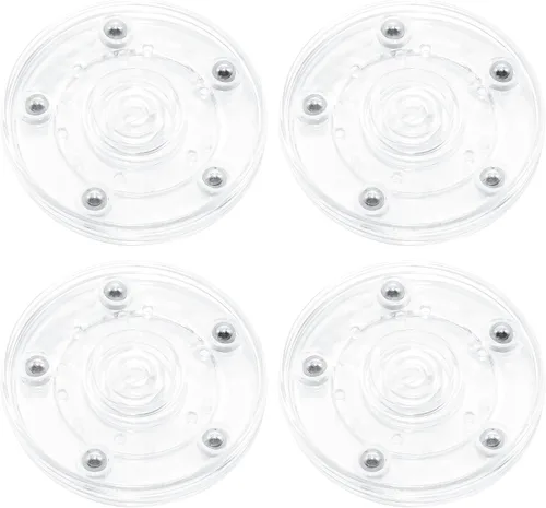 Vista 10 de 4 Piezas Negro 2 pulgadas Acrílico Lazy Susan Organizador Giratorio de Mesa con Rodamientos - Placa Giratoria Redonda para Estante de Especias