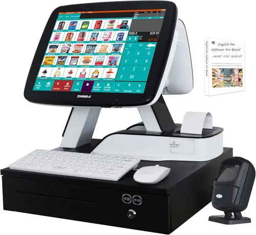 Vista 7 de (Envío desde EE.UU.) Caja registradora POS de 15'' con pantalla táctil Windows PC con impresora térmica de recibos de 2 1/4'' incorporada para Venta
