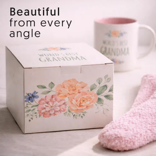 Vista 7 de Triple Gifffted Ideas de Regalo para la Mejor Abuela de Todos los Tiempos para Abuela de Nietos, Taza de Café y Calcetines de Nieto y Nieta