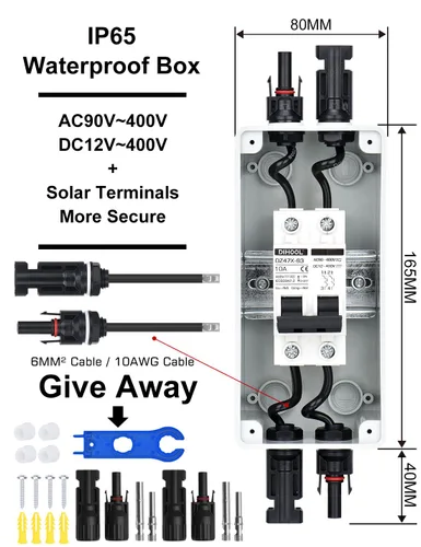 Vista 4 de DIHOOL Interruptor de desconexión solar de 10 amperios, disyuntor en miniatura con caja de riel din caja al aire libre para paneles solares