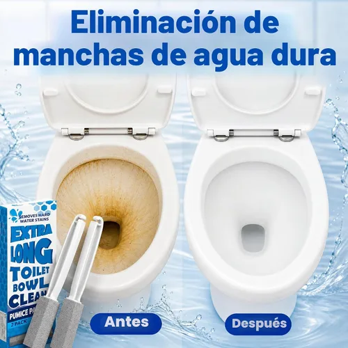Vista 4 de Paquete de 2 piedras pómez para limpieza de inodoros, mango extra largo para quitar el anillo del tazón, piscina, baño, cepillo de inodoro Gris