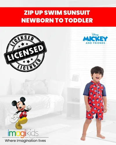 Vista 2 de Disney Mickey Mouse Toy Story - Traje de sol con cremallera para recién nacido a niño pequeño (0-3 meses - 5T)