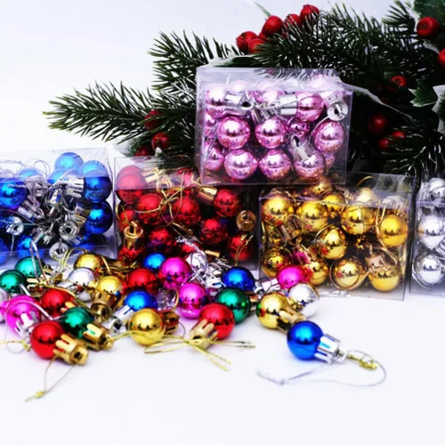 Vista 2 de Sewroro Árbol de Navidad de bola de plata de 24 piezas