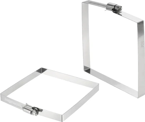 Vista 30 de uxcell 2 abrazaderas de manguera rectangulares de acero inoxidable 304, ajustables de 2 x 2 pulgadas, abrazaderas de tubo de conducto de engranaje