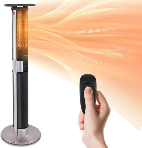 Vista 7 de SereneLife Calentador infrarrojo para patio, eléctrico de 1500 W con control remoto, aprobado IP24, marco de aleación de aluminio anodizado