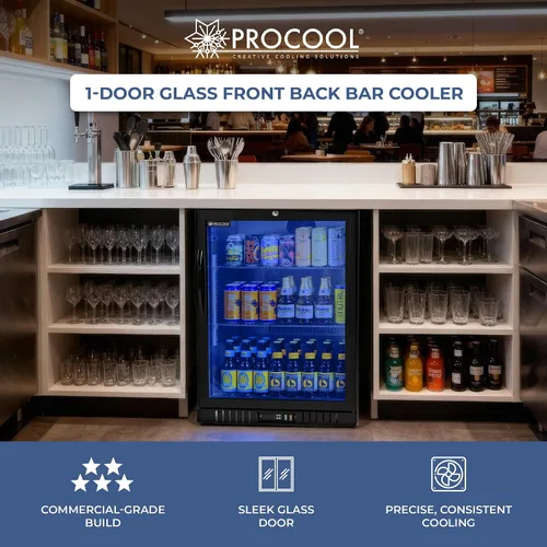 Vista 2 de Procool - Enfriador de barra trasera de 24 pulgadas, 1 puerta, nevera
