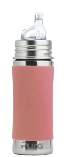 Vista 6 de Pura Kiki 11oz/325ml Botella de acero inoxidable para beber con funda, certificada MadeSafe sin plástico, boquilla sipper de silicona de grado