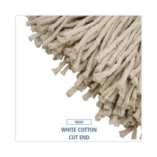 Vista 4 de Boardwalk BWK724CCT Cabeza de trapeador húmedo de algodón plano de corte de 24 oz. - Blanco (12/caja)