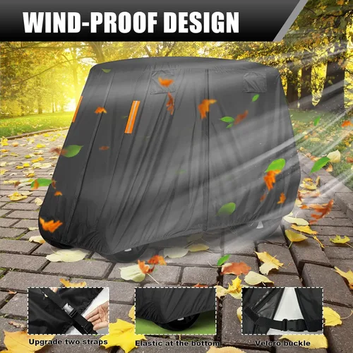 Vista 5 de 600D - Funda para carrito de golf de 4 + 2 plazas para 6 pasajeros, cubierta de carrito de golf para 4 pasajeros, techo extendido para 4 pasajeros