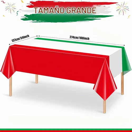 Vista 2 de Paquete de 3 manteles con bandera italiana, mantel de plástico desechable con temática italiana, mantel rectangular italiano para reuniones
