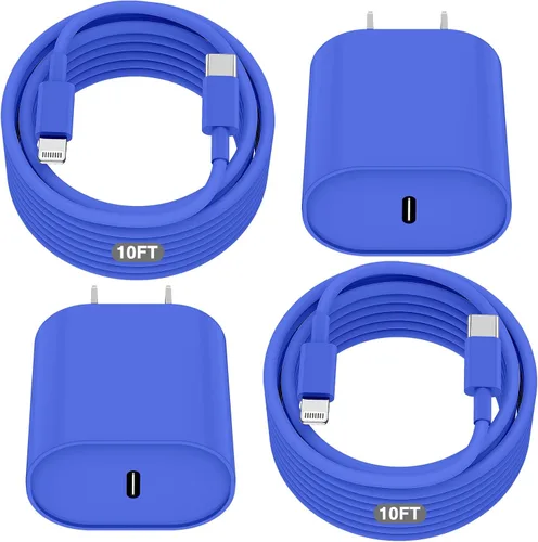 Vista 16 de Essri Cargador Rápido para iPhone 14 13 12 Carga Rápida, Paquete de 2 de 6FT+10FT Cable USB C a Lightning con 20W USB C para Bloque Cargador iPhone