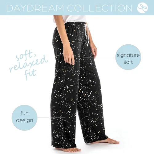 Vista 2 de Hello Mello Signature Lounge Pants - Pantalones de pijama suaves para mujer, cintura elástica, cordón