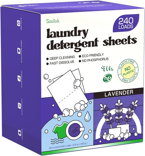 Vista 12 de Soulink Hojas de detergente para ropa con aroma a ropa recién lavada 240 cargas, tiras de detergente ecológicas para viajes y hogar - Sin envases