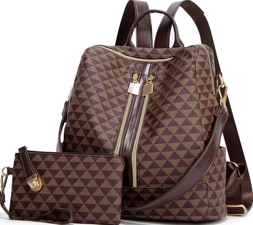 Vista 28 de Makes - Bolso tipo mochila para mujer, de piel sintética, bolso de viaje con diseño convertible a cartera, 12 pulg., Mochilas de viaje