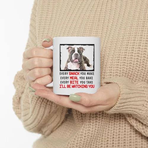 Vista 3 de Every Snack You Make Every Meal You Bake - Taza de café de cerámica blanca a rayas, 11 onzas