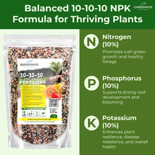 Vista 2 de 10-10-10 Fertilizante para plantas de liberación lenta - 10 10 10 Fertilizante granular multiusos de jardín para verduras, tomate, arborvitae