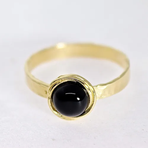 Vista 57 de Anillo de oro de piedras preciosas, anillo de piedra chapada en oro de 14 quilates, anillo de piedra apilable, anillo de oro de piedra pequeña