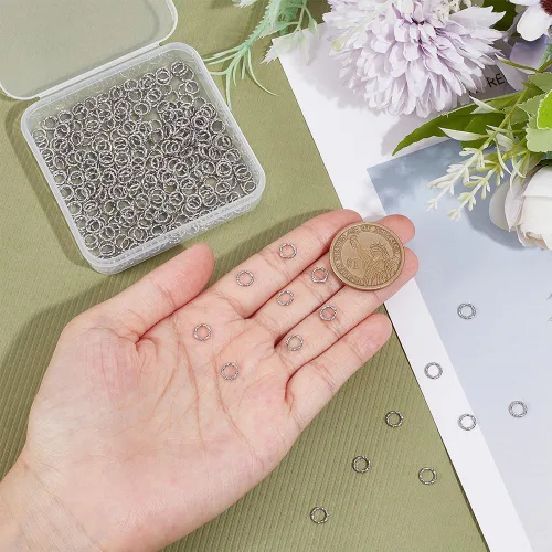 Vista 4 de UNICRAFTALE 300 anillos de salto abiertos de acero inoxidable 304 de 0.236 pulgadas, anillos redondos trenzados para hacer joyas, manualidades