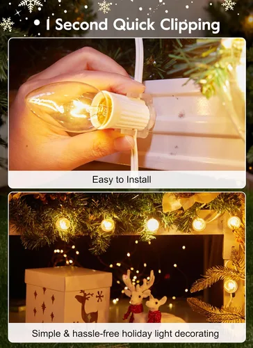Vista 6 de Brightown Clips magnéticos para luces de Navidad, 100 unidades de clip magnético para luces navideñas, pinzas magnéticas inastillables para C7/E12