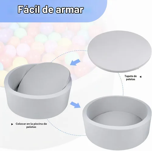Vista 7 de TRENDBOX Piscina de pelotas de espuma para niños pequeños, 35x11 pulgadas, piscina de bolas suave para bebés con cubierta de terciopelo lavable