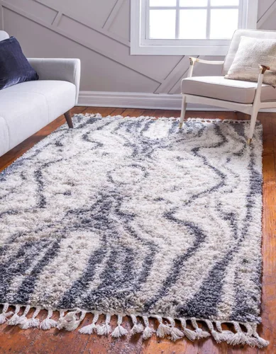 Vista 6 de Unique Loom Hygge Shag Collection - Alfombra rectangular de 2 pies 2 pulgadas x 3 pies 1 pulgada, color negro y blanco/gris