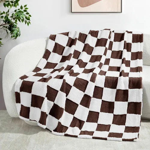 Vista 26 de Exclusivo Mezcla - Manta de franela super suave y cálida con diseño de vellón esponjoso, para sofá, cama, con lindo patrón a cuadros, negro, 50" x