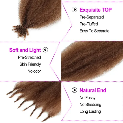 Vista 2 de Trenzas Afro Twist de 12 pulgadas - Cabello trenzado al crochet estilo Afro (12 pulgadas (Paquete de 3), 30#)