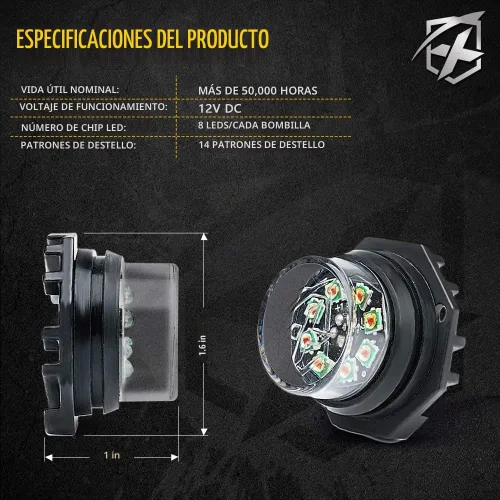 Vista 7 de Xprite Kit de luces estroboscópicas LED ámbar con 14 patrones de destello, montaje en superficie, faro trasero, parrilla intermitente