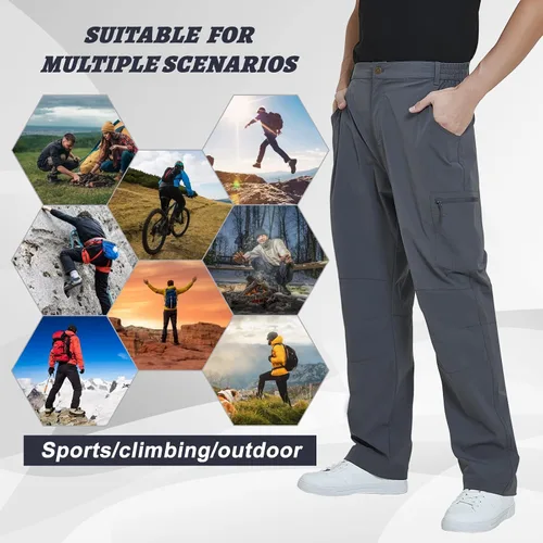 Vista 7 de MEETYOO Pantalones cargo de senderismo para hombre, impermeables, tácticos, ligeros, elásticos, para acampar