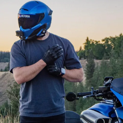 Vista 4 de Harssidanzar Guantes de cuero de motocicleta para hombre pantalla táctil GM028 Negro (actualización)