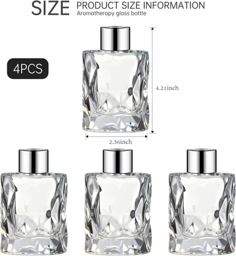 Vista 2 de Botellas difusoras de vidrio de fragancia, botellas difusoras recargables, juego de 4 frascos difusores