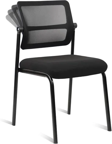 Vista 9 de CLATINA Silla apilable de oficina y sala de espera sin brazos con ruedas, sillas apilables de malla para recepción de invitados con respaldo