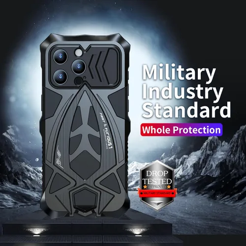 Vista 2 de Lunivop Funda para iPhone 15 Pro Max, protección resistente, tornillo resistente, cuerpo completo, de grado militar, de goma de parachoques de metal