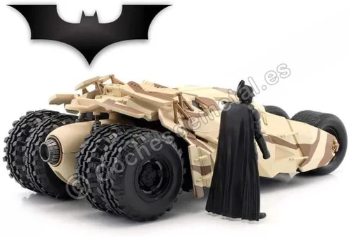Vista 2 de Jada Toys 1:24 2008 Dark Knight Camouflage Batmobile - Coche fundido a presión con figura de Batman de 2.75 pulgadas, juguetes para niños y adultos