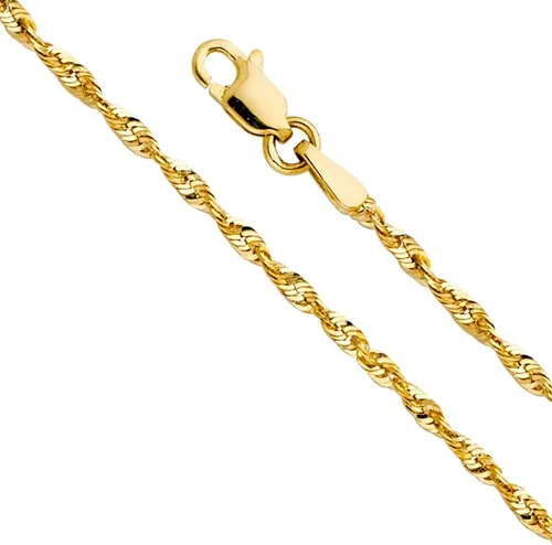 Vista 3 de Wellingsale Cadenas de cuerda de oro macizo de 14 quilates (opciones de selección)