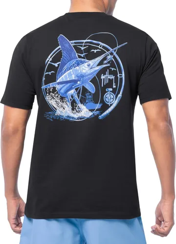 Vista 27 de Guy Harvey Camiseta de manga corta con bolsillo gráfico de algodón OG para hombre Leche de Almendra/Rig Masters