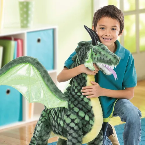 Vista 3 de Melissa & Doug Peluche realista de dragón gigante alado (36 x 40.5 x 16 pulgadas)
