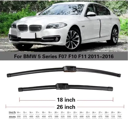 Vista 4 de Escobillas de limpiaparabrisas compatibles con BMW Serie 5 F10 F11 F07 GT 2010 – 2016 Parabrisas delantero y trasero Accesorios para automóviles F11